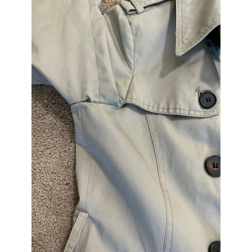 Zara Basic Womens Trench Coat Sz Med Beige Double Breasted Collard Neck Corpcore - Picture 6 of 16